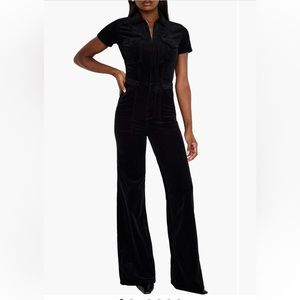 BLUE BLUSH Denim Jumpsuit Wide Leg Short Sleeve Zip